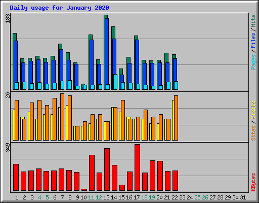 Daily usage for January 2020