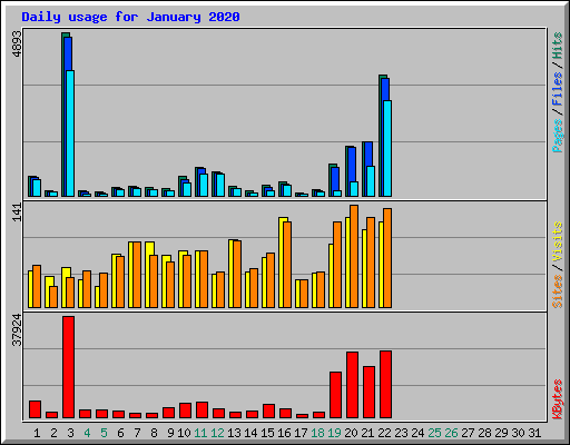Daily usage for January 2020