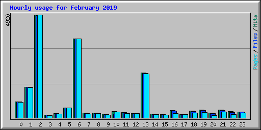 Hourly usage for February 2019
