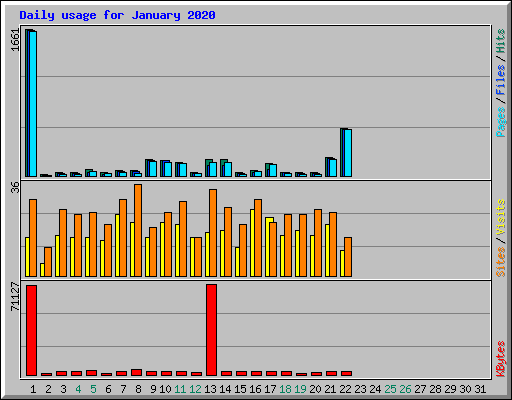 Daily usage for January 2020